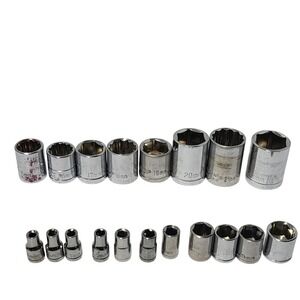 Crescent Mixed Metric Socket Lot 4mm-22mm 6-Point 12-Point Chrome‎ Tools 19pc